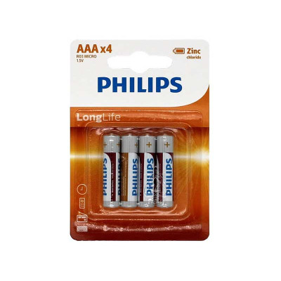 Set mit 4 Philips Longlife R3-Batterien